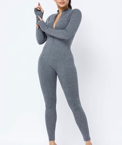 Gray bodycon jumpsuit