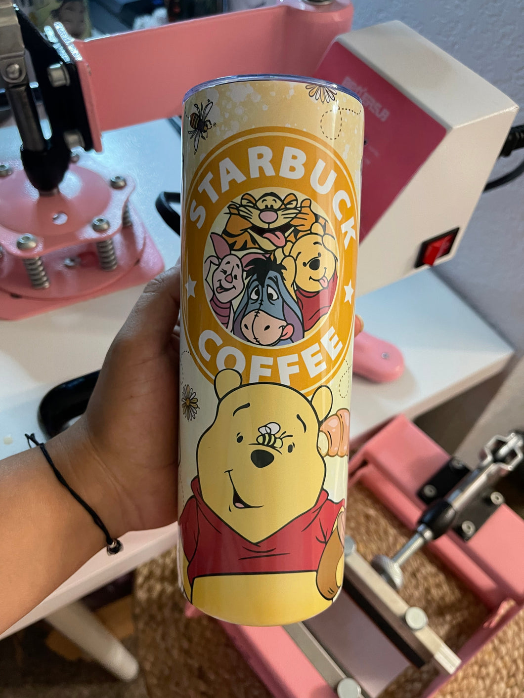 Pooh bear cafecito & chisme tumble