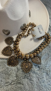 Bronze heart necklace set
