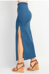 Denim slit cut skirt