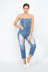 Rhinestone drip bodysuit