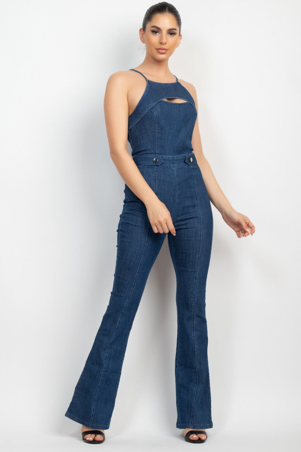 Denim cut out jumpsuit