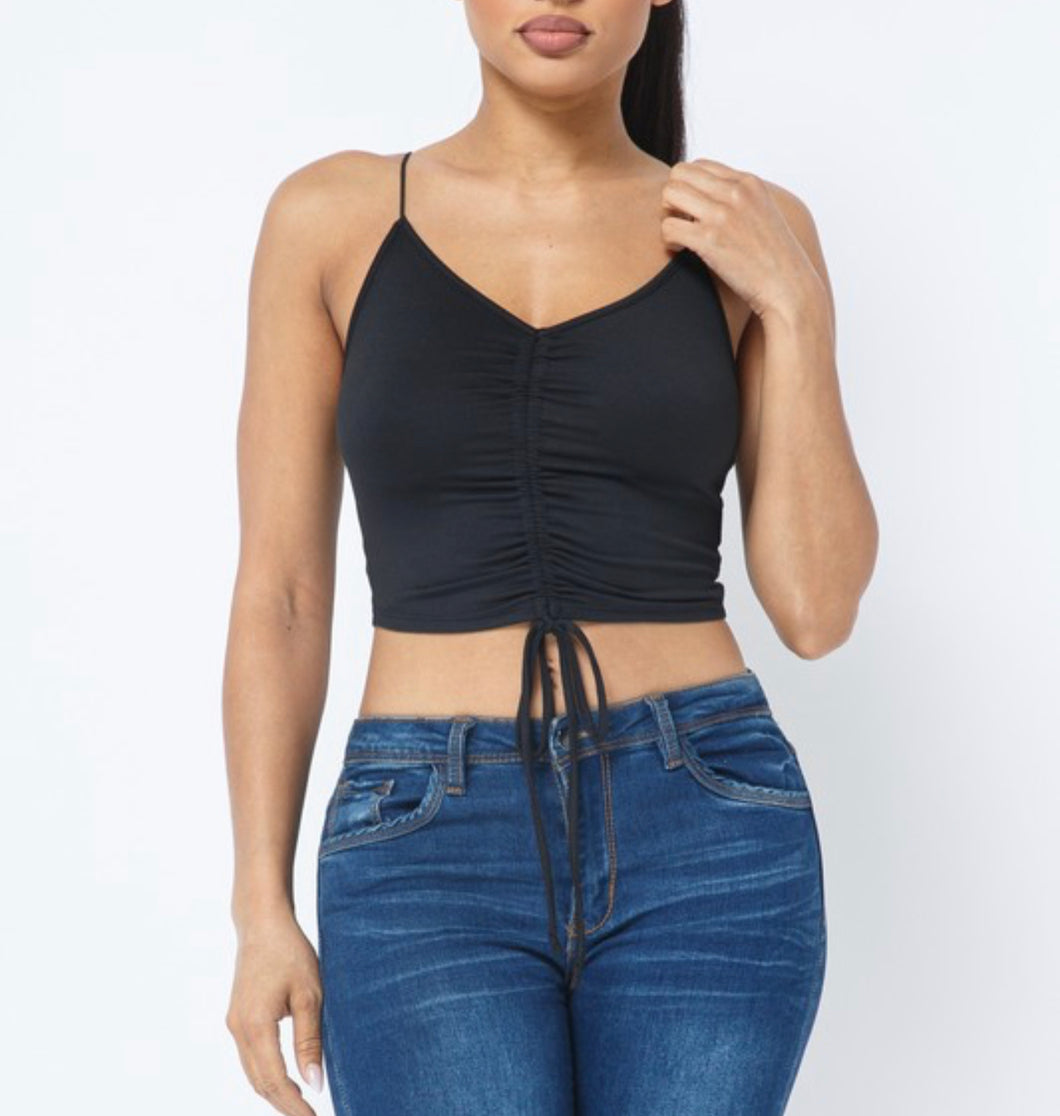 Black scrunch tank top