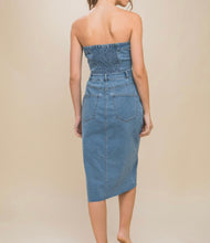 Cargar imagen en el visor de la galería, Denim strapless dress
