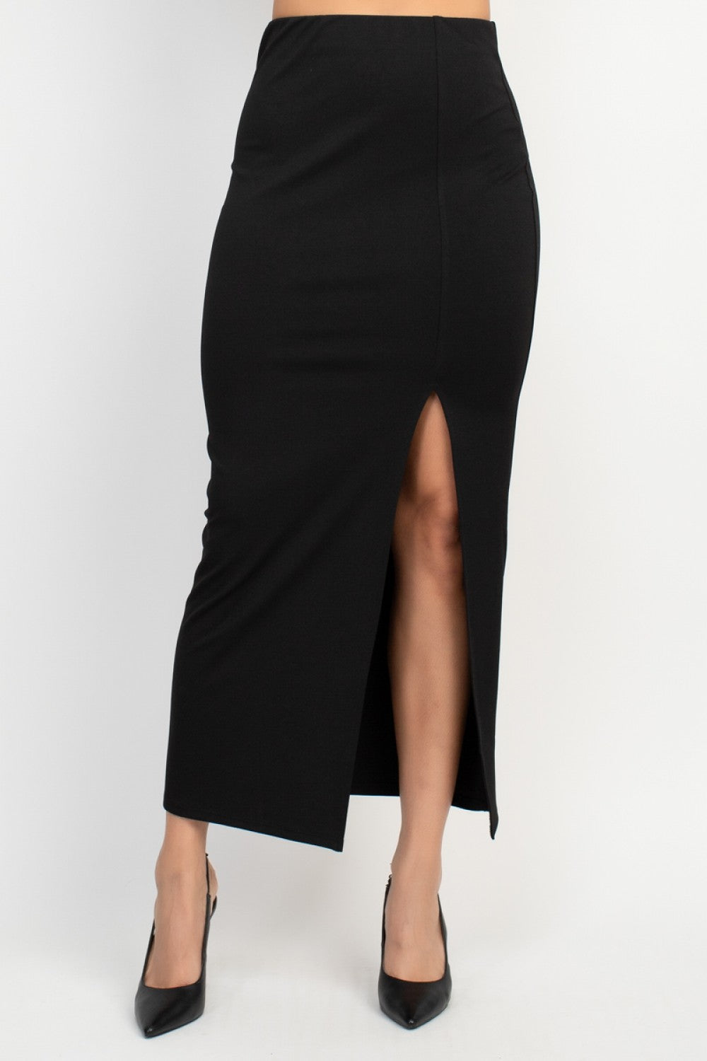 Black maxi slit skirt