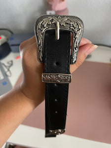 Double buckle western belt