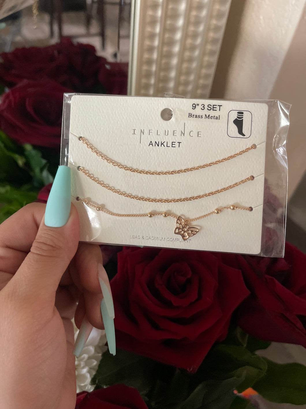 Butterfly trio anklet