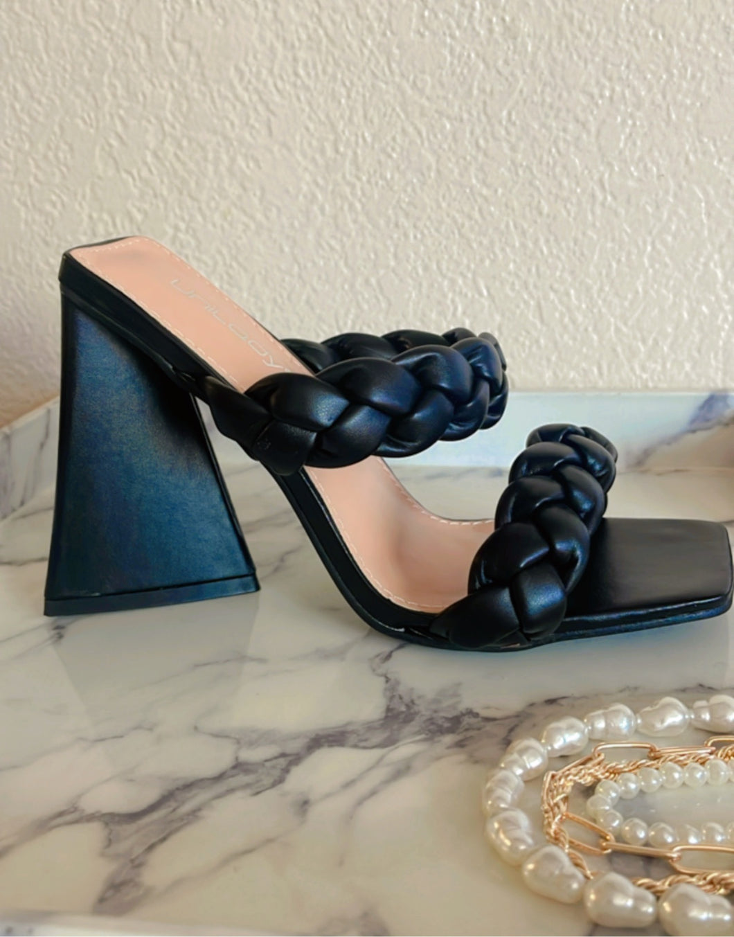 Braided block heels