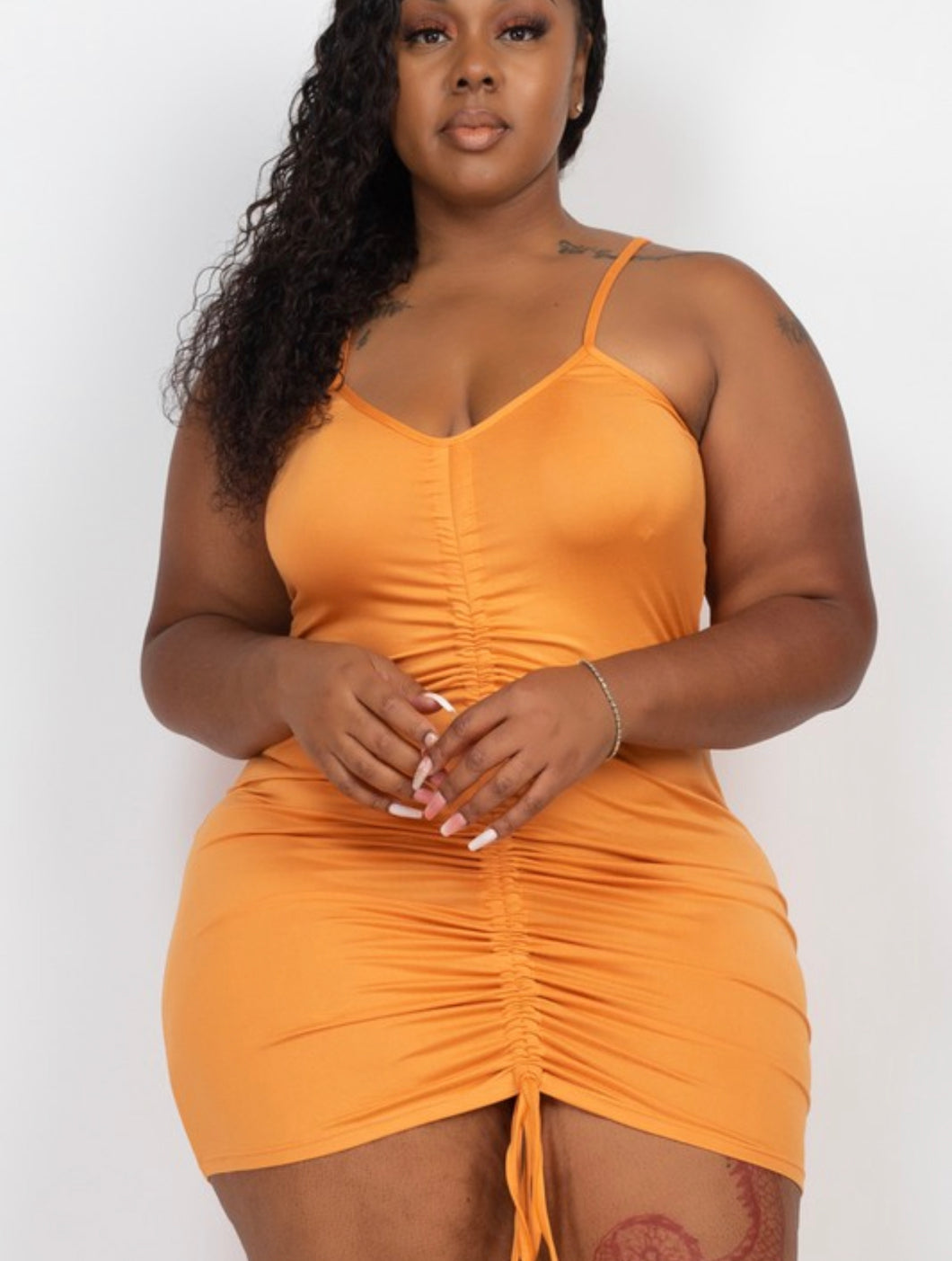 Orange runched dress