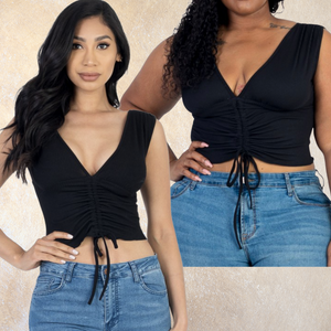 Black scrunched top